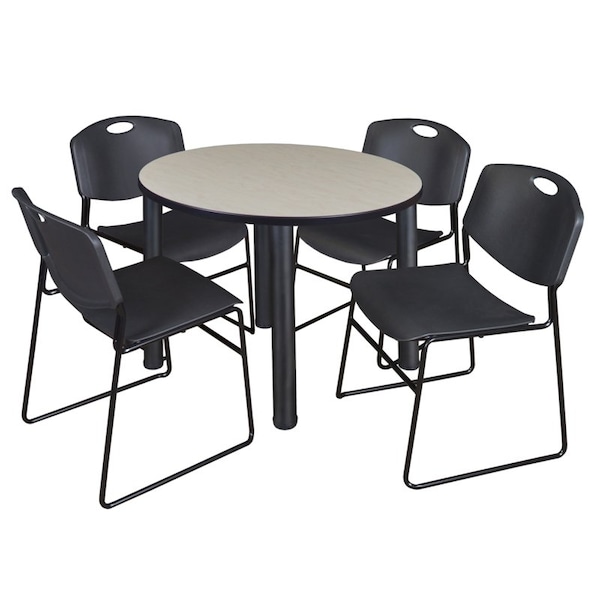 Regency Kee Round Table & Chair Set, Wood, Metal, Polypropylene Top, Maple TB42RNDPLBPBK44BK - main